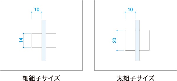 細組子サイズ、太組子サイズ